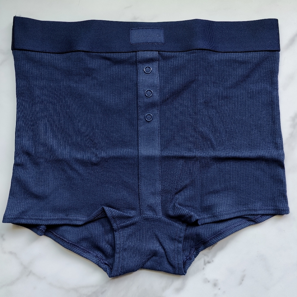 NWT PINK VICTORIA'S SECRET RIB HIGH-WAIST BOYSHORT PANTY IN MIDNIGHT NAVY SIZE M